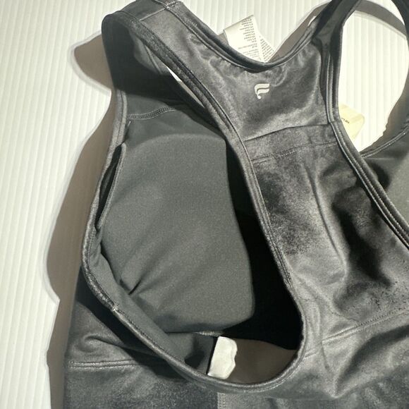 Fabletics On The Go Medium Impact Sports Bra Phone Pocket Size L Onyx Smudge NWT - Picture 6 of 9
